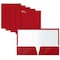 Better Office Products 2 Pocket Glossy Laminated Paper Folders Portfolio Letter Size, Red, 25PK 80183 - alternate 1